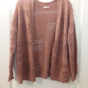 Fairycore 90s Style Dusty Pink Open Front Knitted Cardigan Size Medium